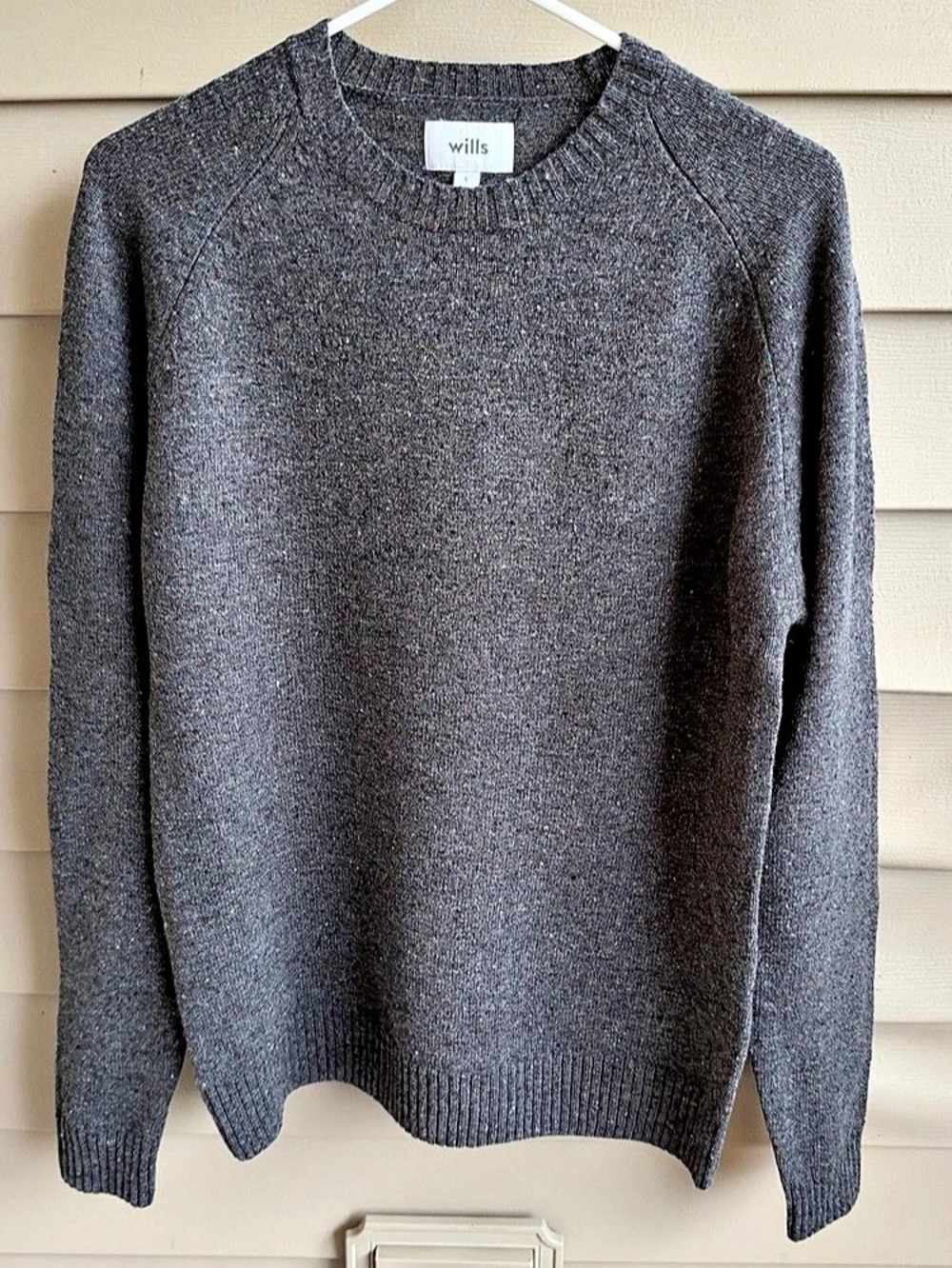 Wills Huckberry Wool Speckled Gray Crewneck Sweater Men’s Large Cozy Winter